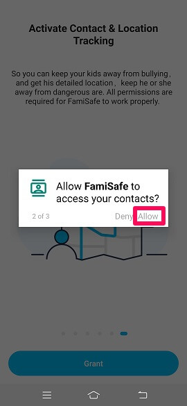 allow famisafe to access contacts
