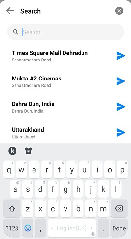 send location with search option