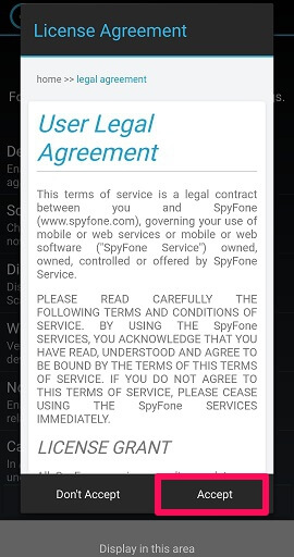 accept user legal agreement