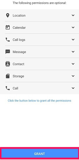 give permissions to spy app