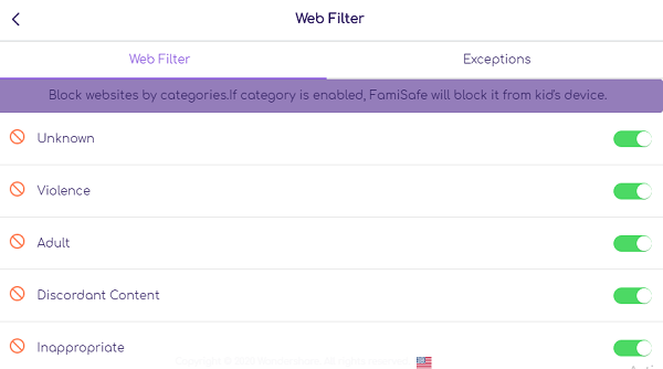 web filtering famisafe