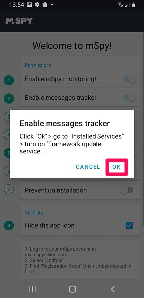enable the tracking of messages