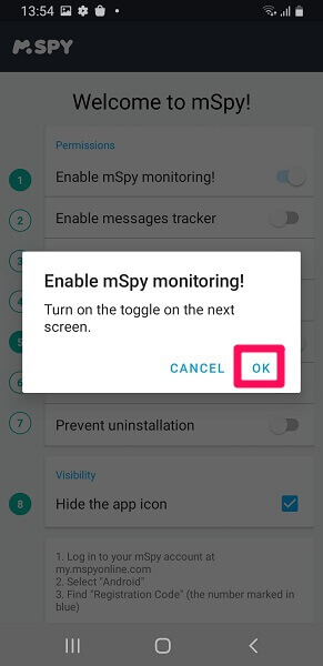 permission to monitor target phone