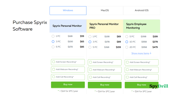 spyrix pricing