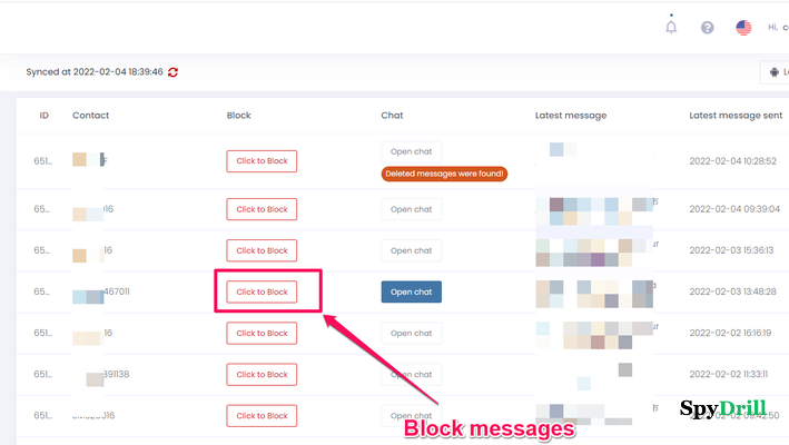 block message on uMobix