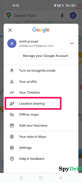 location sharing on google maps